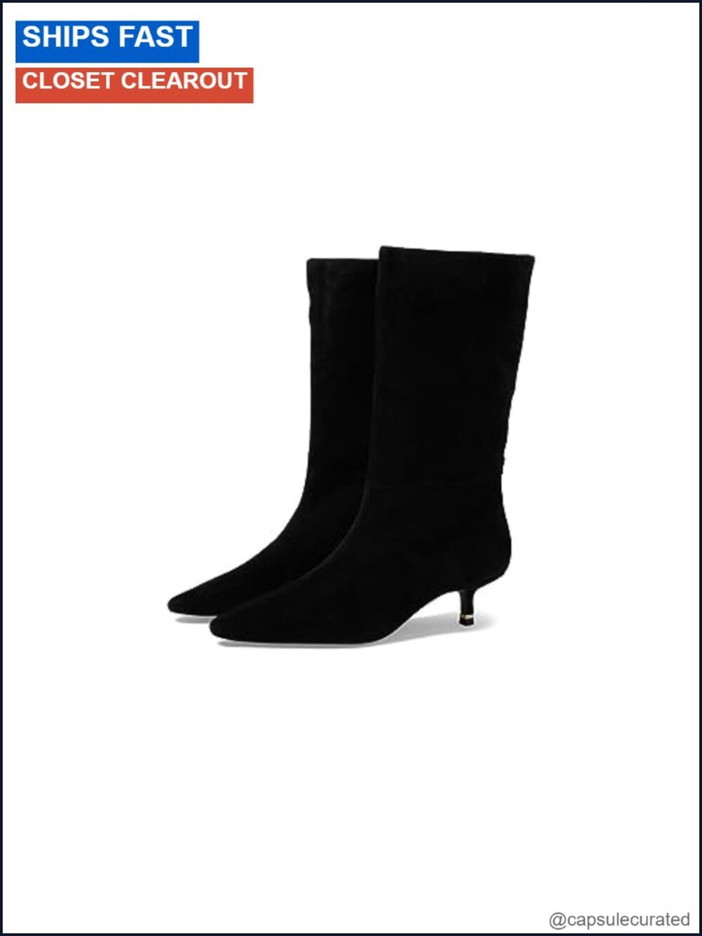 Kenneth Cole New York Meryl Women's Suede Bootie Kitten Heel Calf-High Pull-On
